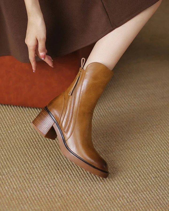 Anna | Elegant leather boots with a comfy heel