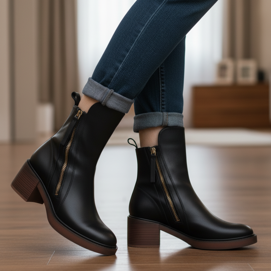 Anna | Elegant leather boots with a comfy heel