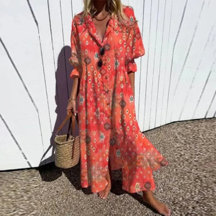 Caitlyn - Bohemian Puff Sleeve Maxi Dress