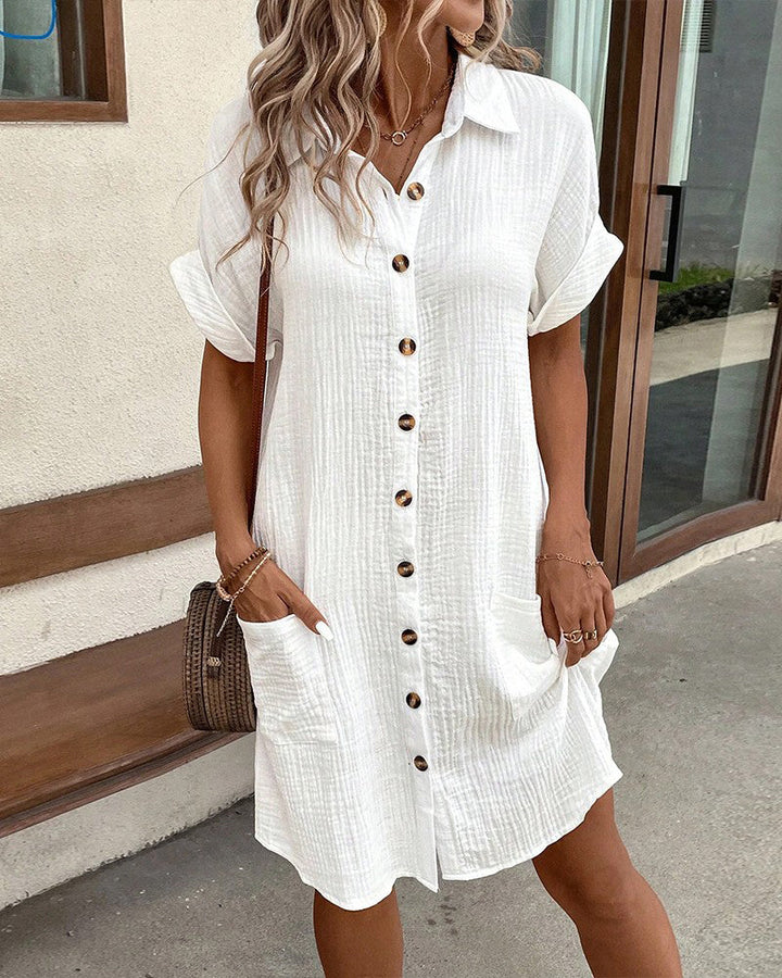 Hailey™ | Classic Linen-Cotton Shirt Dress