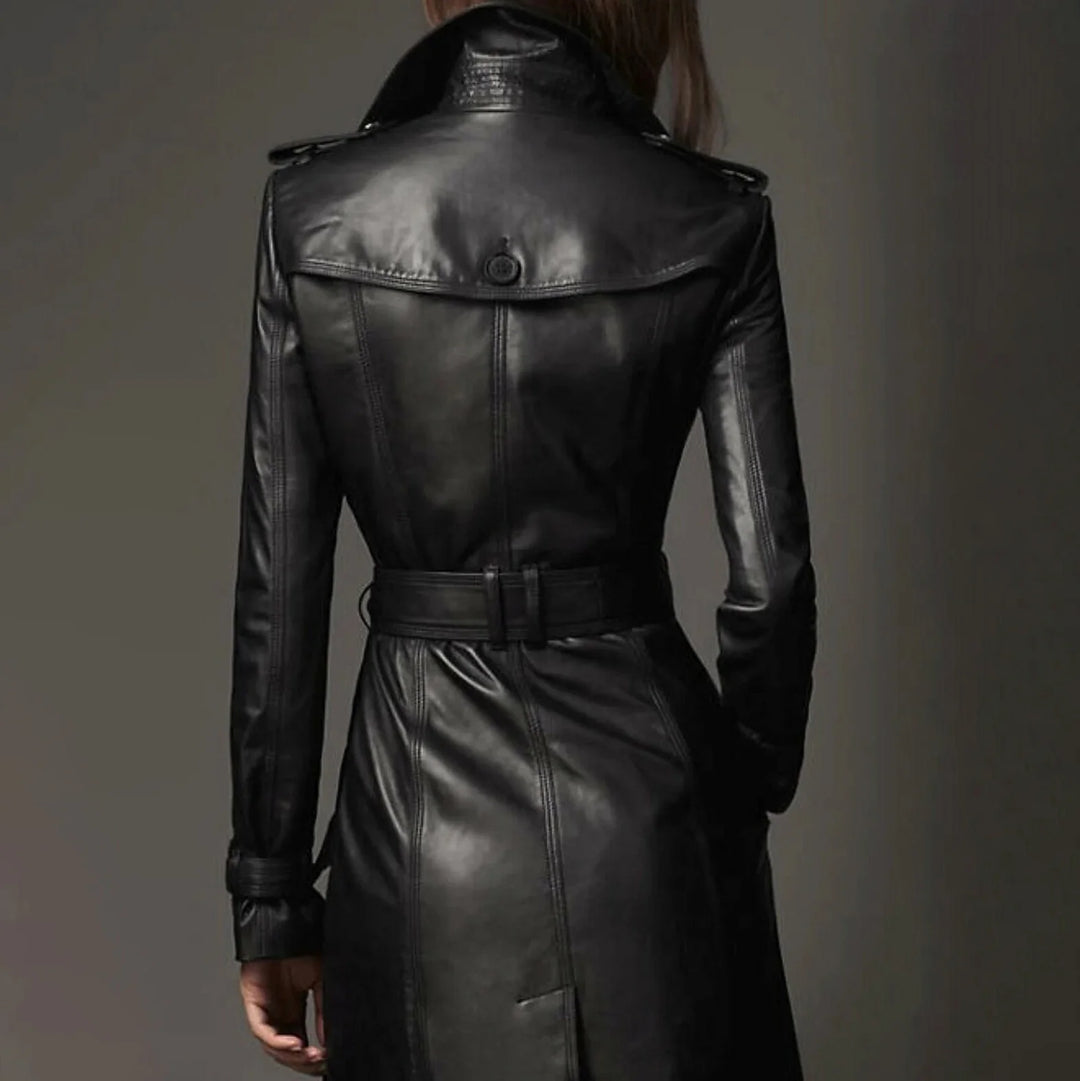 Marie - Elegant 3/4 Leather Coat
