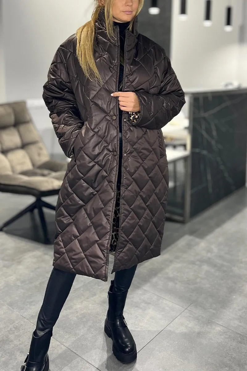 Olivia – Reversible Quilted Coat with Leopard Print Lining