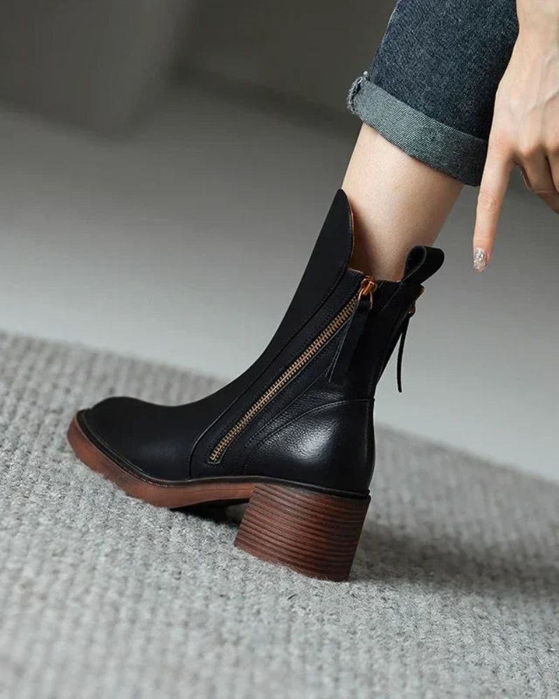 Anna | Elegant leather boots with a comfy heel