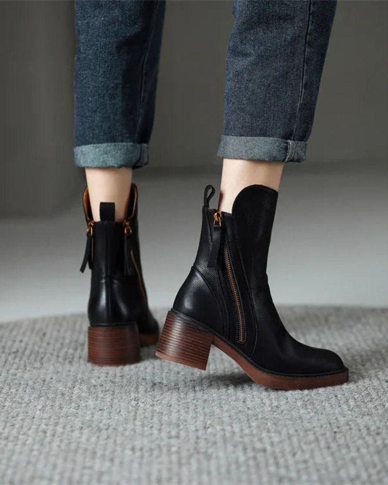 Anna | Elegant leather boots with a comfy heel