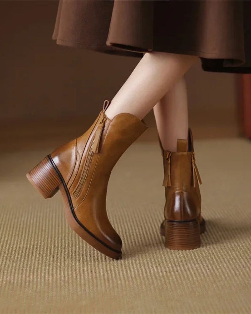 Anna | Elegant leather boots with a comfy heel