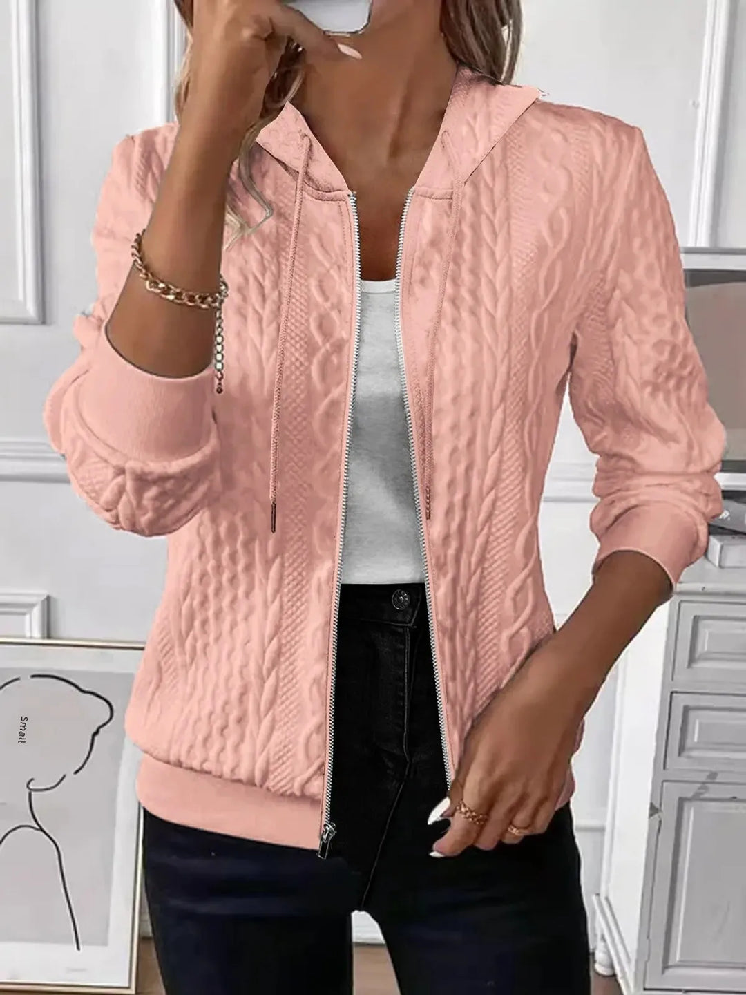 Elvarine | Cable Knit Zip-Up